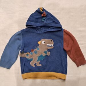 Niebieski Sweter Z Kapturem W Dinozaura